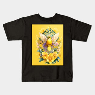 Yellow Bird Below Tiny Cross Kids T-Shirt